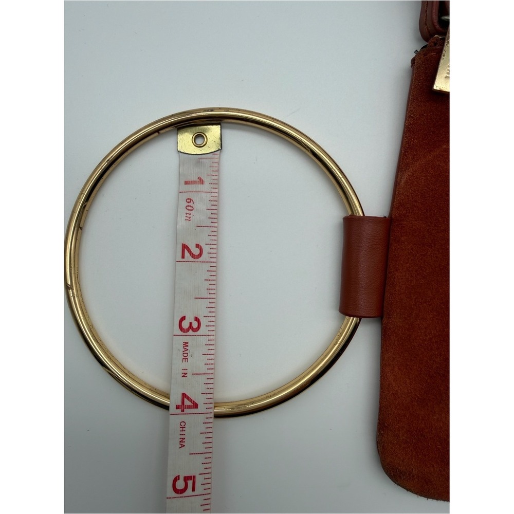 Thacker Nolita Rust Leather Suede Wristlet Clutch with Gold Ring - Picture 5 of 9